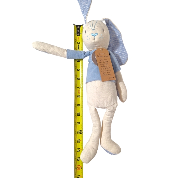 Demdaco Blue Baby Linen Plush Long Legs Floppy Ears Embroidered Easter - Picture 6 of 6